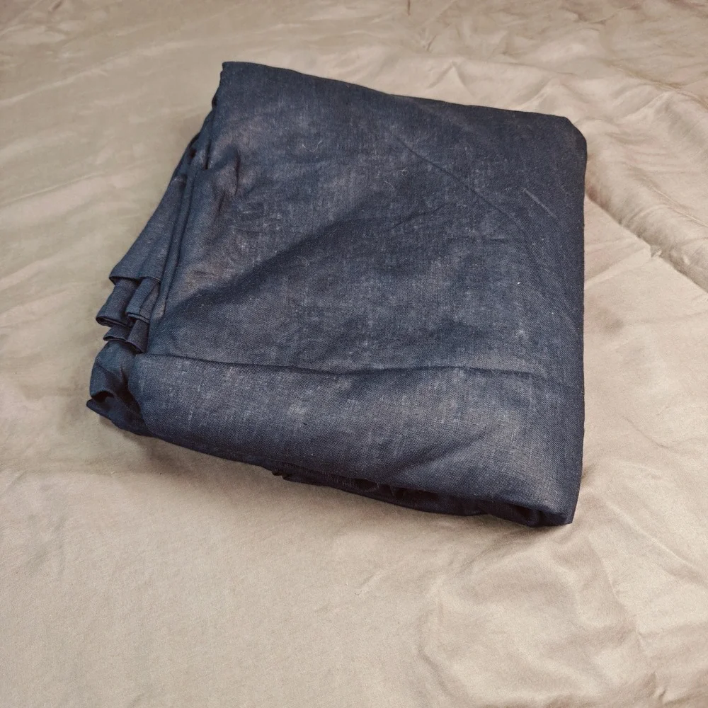 Quince European Linen True Blackout Curtain Navy Blue 96x96 Panel LB120031